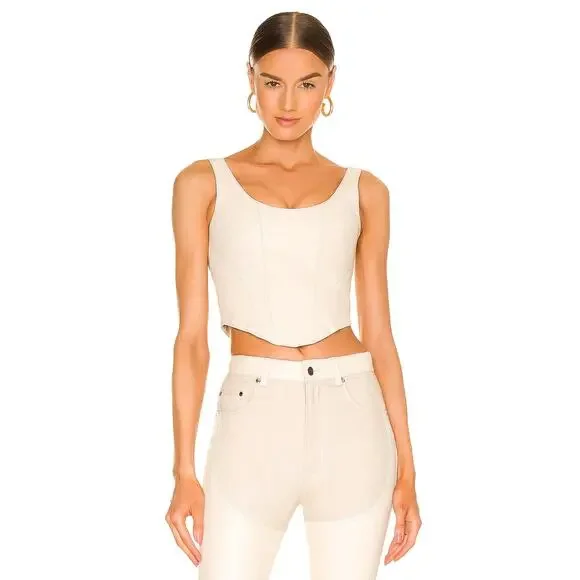 Understated Leather x Revolve Mustang Bustier Crop Top S Sleeveless Back-Zip - Picture 1 of 7